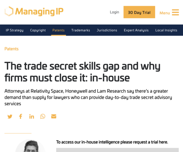 The trade secret skills gap and why firms must close it: in-house