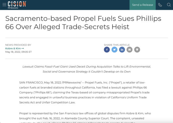 Sacramento-based Propel Fuels Sues Phillips 66 Over Alleged Trade-Secrets
