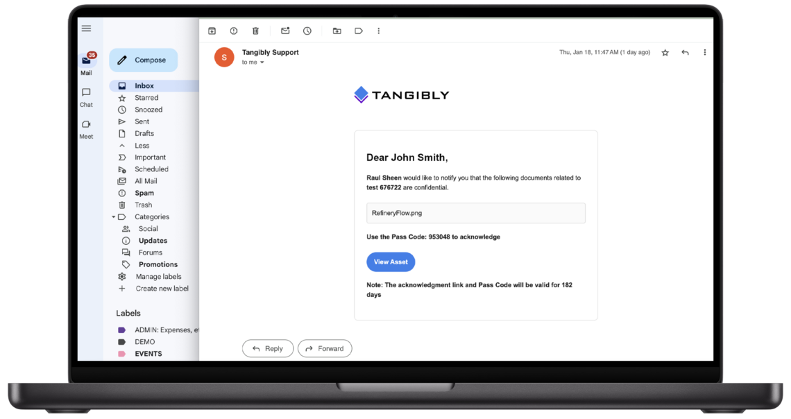 Tangibly Email Notification for Secure Document